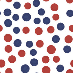 Continuous pattern polka dots blue and red colors