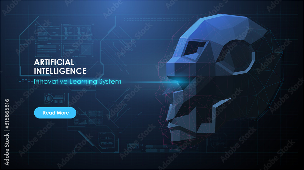 Poster artificial intelligence ai, future technology. artificial intelligence or neural network concept. ai