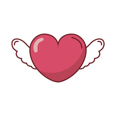 happy valentines day heart with wings