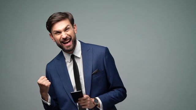 full hd video of young handsome stylish businessman - 4x slow motion