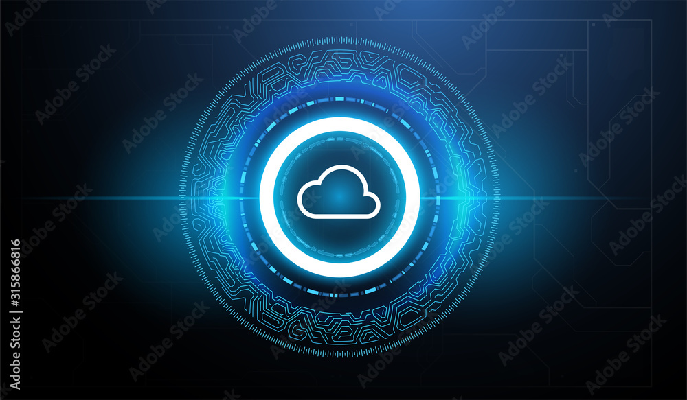 Aufkleber business data online cloud backup. cloud computing and innovation concept with hud elements. storage