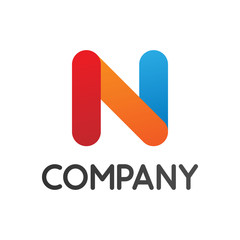 illustration vector graphic of three shapes with rounded corners of colorful gradations that form the letter N perfect for a company logo or symbol