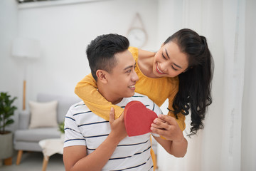 Young asian couple celebrate birthday together,