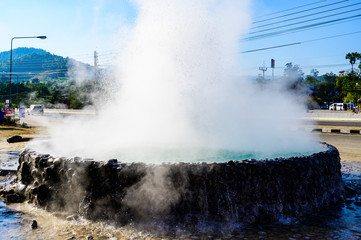 CHIANG RAI, THAILAND - December 15, 2019 - Mae Khachan Hot Spring in Chiang Rai Province