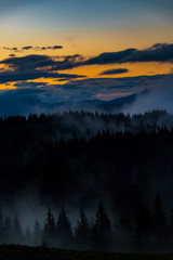 Sunset in the Carpathian mountains