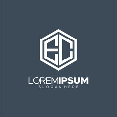 Initial EC Letter geometric letter EC logo design vector. Hexagon Polygon logo concept for business company