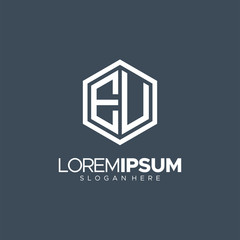 Initial EU EV Letter geometric letter EU EV Logo design vector. Hexagon Polygon logo concept for business company