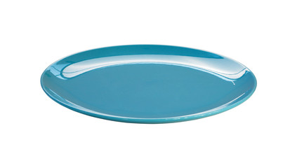 Empty blue plate isolated on white background