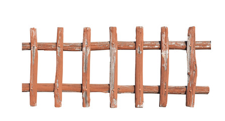 Timber fence or decorative wooden fence isolated on white background. Object with clipping path