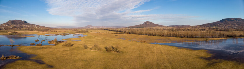 Fototapeta na wymiar Drone panorama picture in winter from Hungarian landscape