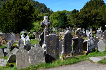 old Ireland celtic cemetery in Glendalough park