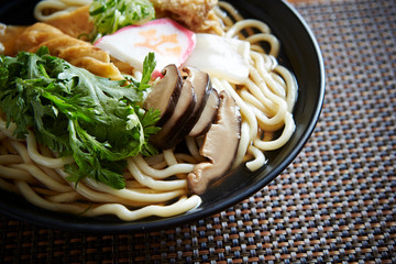 Korean hot udon noodle soup 