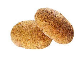 Oats cookies isolated on white background. Vegan diet homemade delicious pastries. For packaging design. Close up