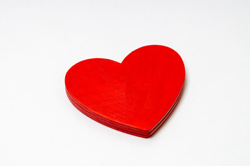 red heart top view on a white background, copy space and mock up