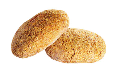 Oats cookies isolated on white background. Vegan diet homemade delicious pastries. For packaging design. Close up
