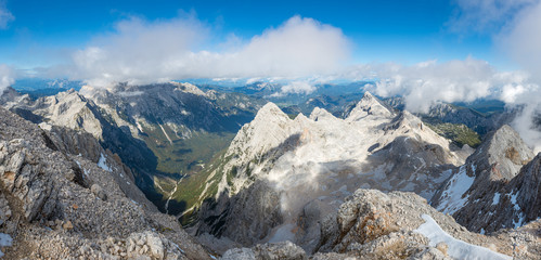 Spectacular alpine view from Slovenian highest mountain Triglav.