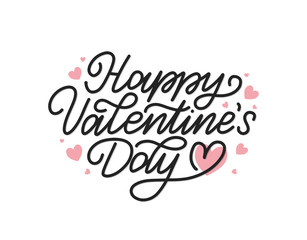 Fototapeta na wymiar Monoline typography composition fo Saint Valentine's Day. Romantic lettering inscription fo cards, prints, romantic design, labels. Valentine's day vector concept.