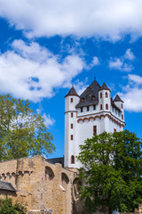 Blick auf den Turm der kurfürstlichen Burg in Eltville/Deutschland