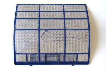 Dirty dust filters of home air conditioner isolated on white background.