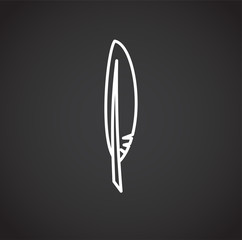 Feather icon outline on background for graphic and web design. Creative illustration concept symbol for web or mobile app