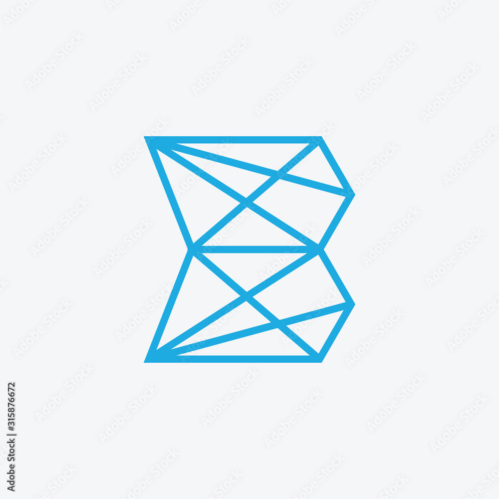 Poster letter b with circuit logo design template.technology abstract dot connection cross vector logo icon