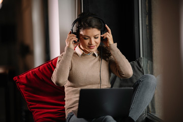 Young businesswoman working from home. 