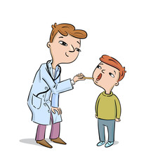 Doctor examines healthy boy