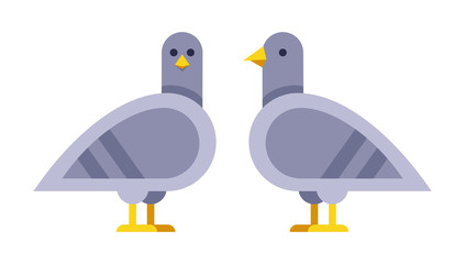 Two cartoon pigeons. Vector illustration.