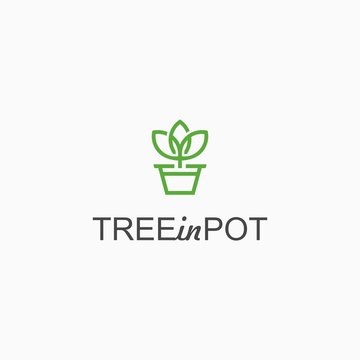 leaf shoots sprout pot bucket logo icon vector template