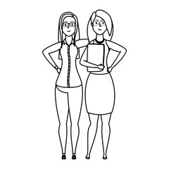 cute young businesswomen avatars characters