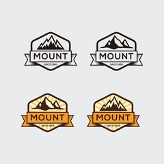 Set of vintage mountain logo vector, icon, symbol, illustration design template