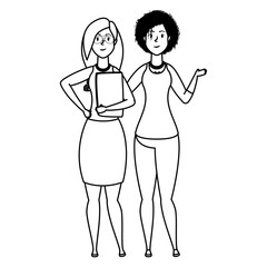 cute young businesswomen avatars characters