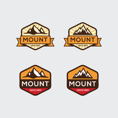 Set of vintage mountain logo vector, icon, symbol, illustration design template