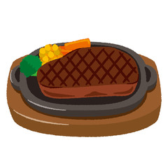 鉄板ステーキのイラスト