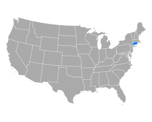 Fototapeta na wymiar Karte von Connecticut in USA