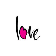 Love text with love symbol vector illustration.