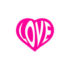 Love text with love symbol vector illustration.