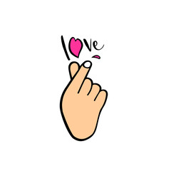 Korean love sign, valentine's day poster decoration. Korea finger heart vector illustration