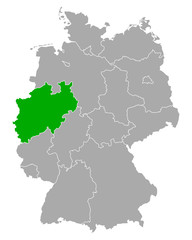 Karte von Nordrhein-Westfalen in Deutschland
