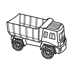 coloring page outline of truck in black and white