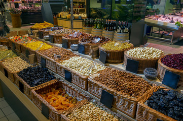 dried fruit sales department in the grocery market
