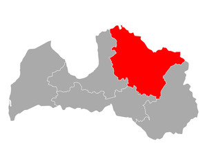 Fototapeta premium Karte von Vidzeme in Lettland