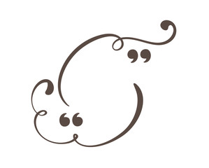 Calligraphic flourish quote bubble frame. Copy space vector quote box for greeting card. Blank template design quotation quotes symbols. Creative banner illustration