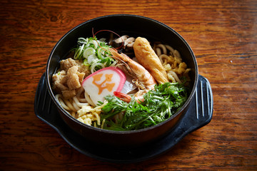 Korean hot udon noodle soup 