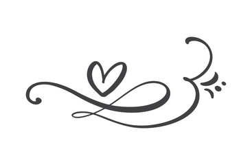 Heart love logo with Infinity sign. Design flourish element for valentine card. Vector illustration. Romantic symbol wedding. Template for t shirt, banner, poster