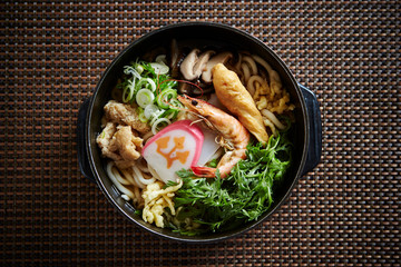 Korean hot udon noodle soup 