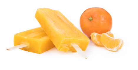 Tangerine Popsicles (close-up shot) isolated on white