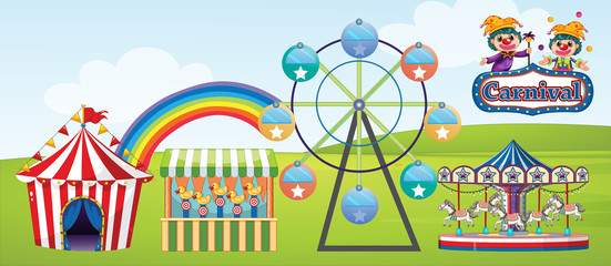 Scene with circus ride in the park