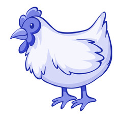 Blue chicken on white background