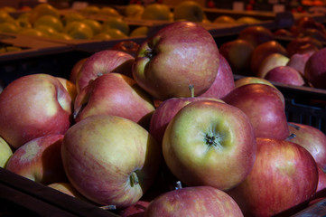 sale of apples, vegetable department of the food market, Ukraine